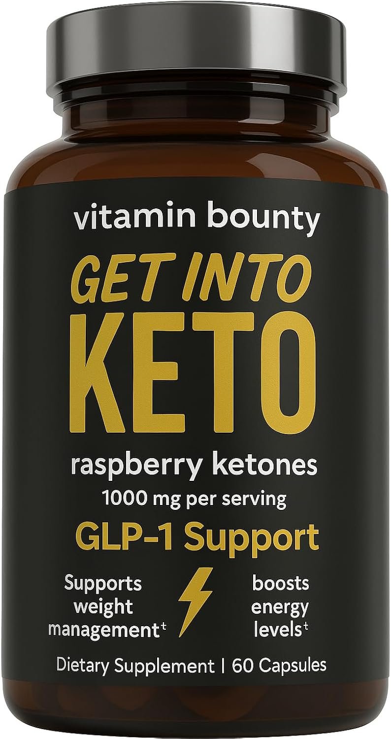 Vitamin Bounty Premium Raspberry Ketones Supplement – Keto Pills for Weight Loss – Promotes Ketosis & Metabolism Support – Keto Diet Aid – Energy Boost for Women & Men – 60 Capsules