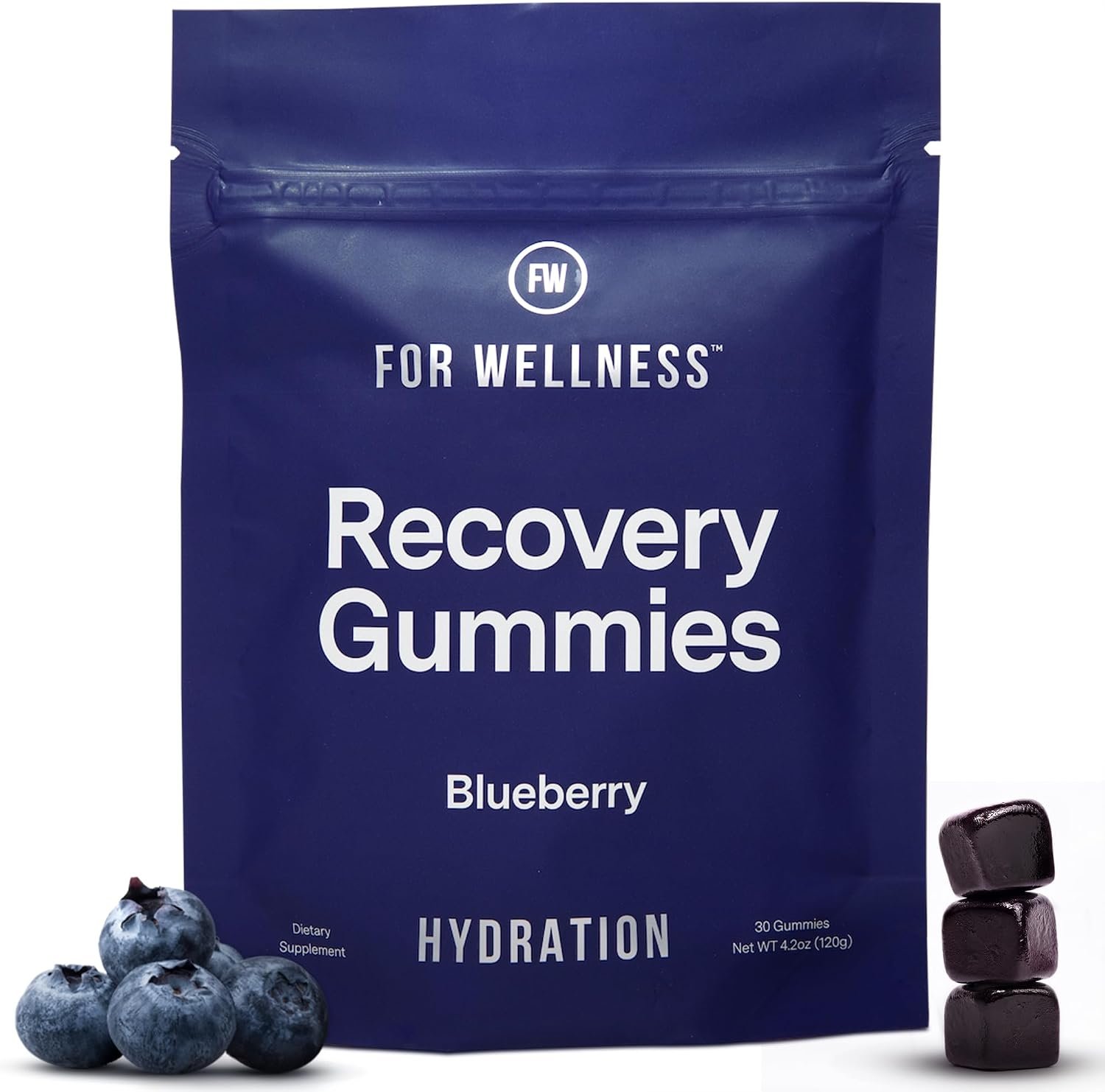For Wellness Recovery Gummies Hydrate | Blueberry Electrolyte & Antioxidant Supplements for Hydration, Energy & Post-Workout Performance | Vegan, Non-GMO, 30 Count