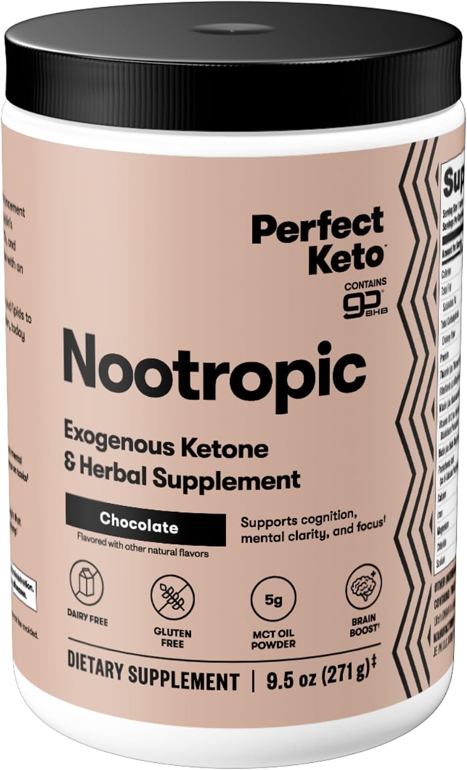 Perfect Keto Nootropics, Ketones Herbal Supplement, Chocolate | 15 Servings