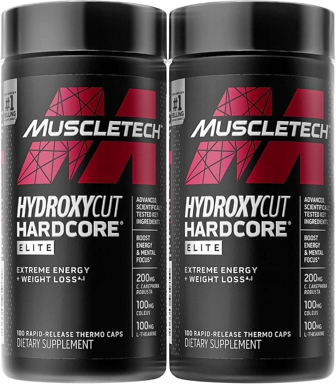 Hydroxycut Hardcore Elite, Rapid Release Capsules, 100 Count, 2 Pack