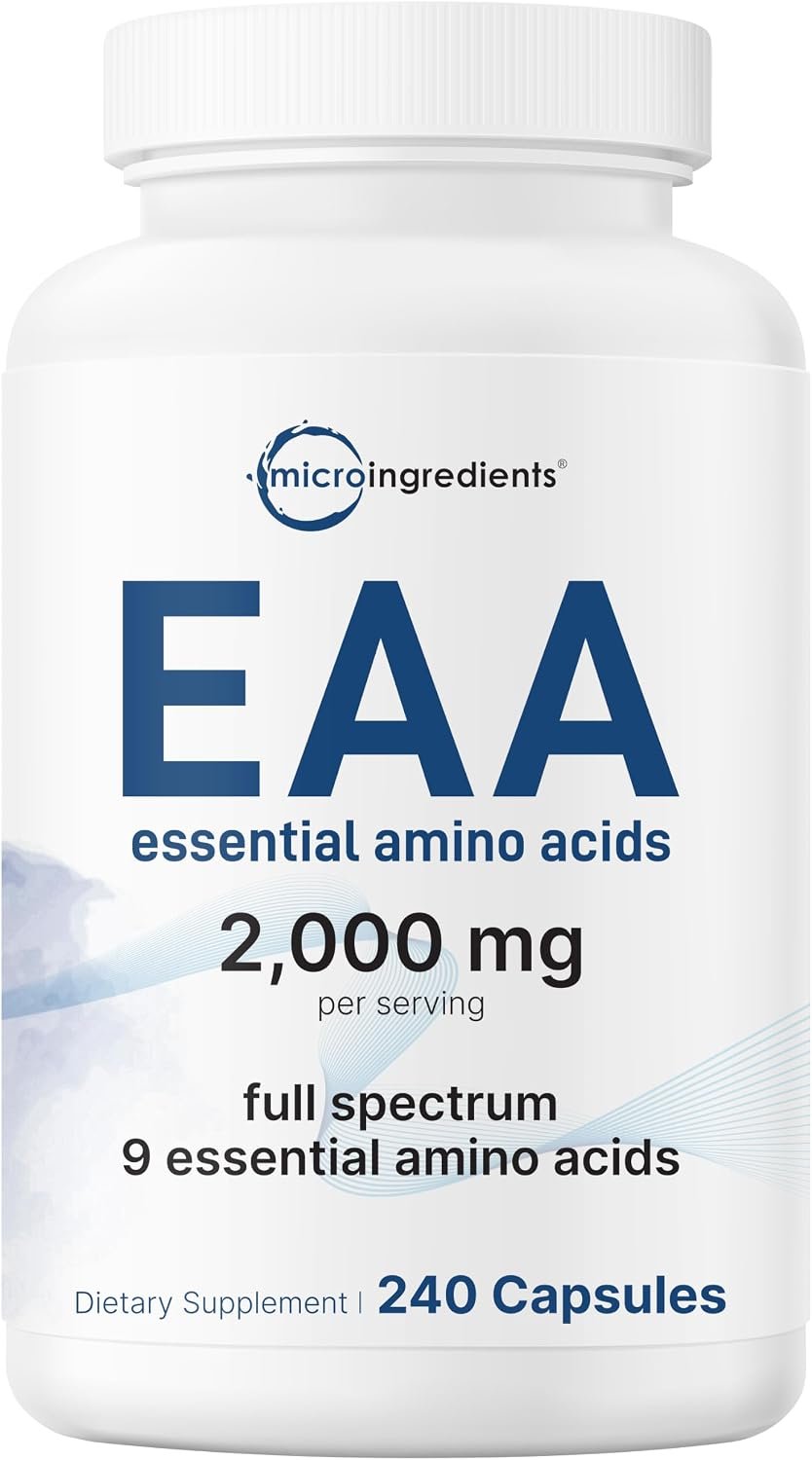 Essential Amino Acids 2,000mg Per Serving, 240 Capsules, All 9 EAAs & BCAAs
