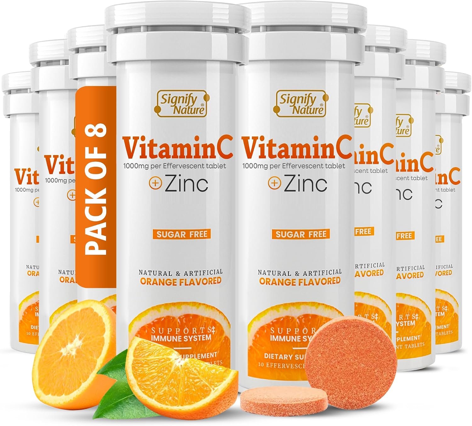 SIGNIFY NATURE Vitamin C 1000mg Effervescent Tablets with Zinc, 80CT