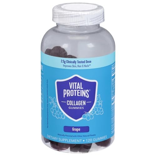 Vital Proteins Collagen Gummies, 2.5g of Clinically-Tested Collagen for Hair, Skin, Nails & Wrinkles, 120 ct, 30-Day Supply, Grape Flavor