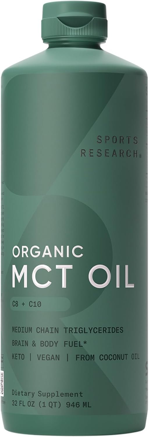 Sports Research® Organic Coconut MCT Oil C8+C10-32oz, Unflavored
