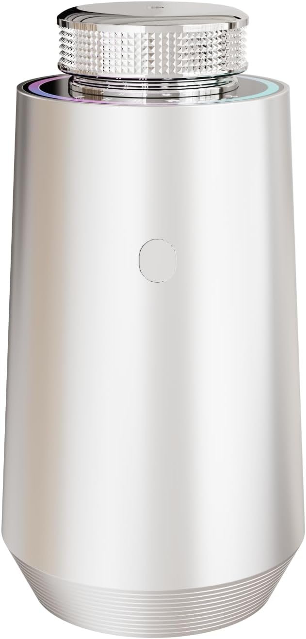 Waterless Diffuser, Cordless Diffuser, Essential Oil Diffuser for Car and Home, 15ML Mini Diffuser, 3 Adjustable Mist Settings, Smart Bluetooth Control, Metal Body, Smart Ambient Light