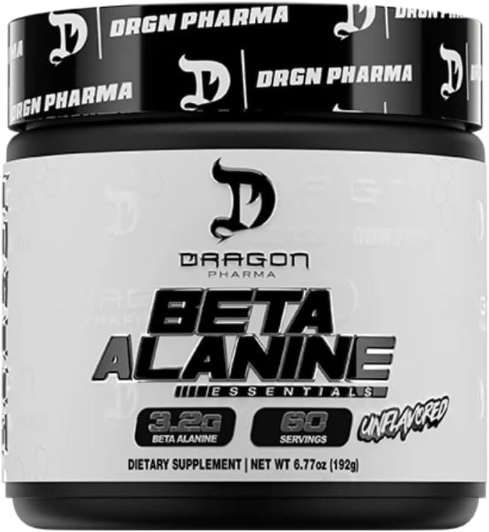 Dragon Pharma Beta Alanine Powder, 3.2g Pure Beta Alanine Amino Acid Supplement, Muscle Endurance Support, Workout Performance Nutrition, 60 Servings