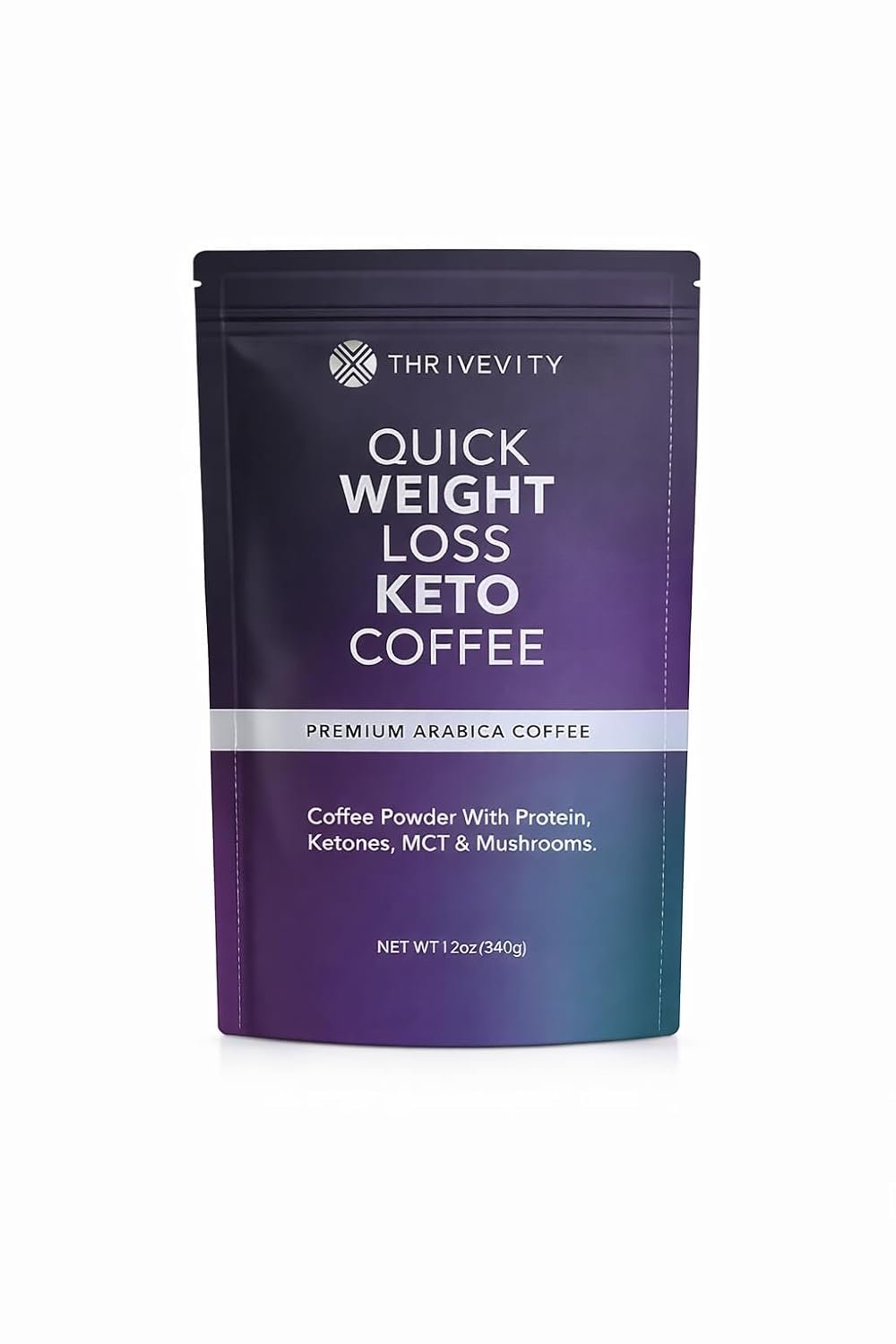 Thrivevity™ Instant Keto Mushroom Coffee with Exogenous Ketones, Reishi, Lion’s Mane, MCT Powder, Sugar-Free, Keto-Friendly, 30 Servings