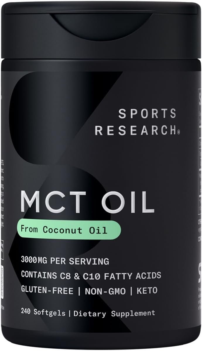 Sports Research® Coconut MCT Oil 3000mg, 240 Softgels
