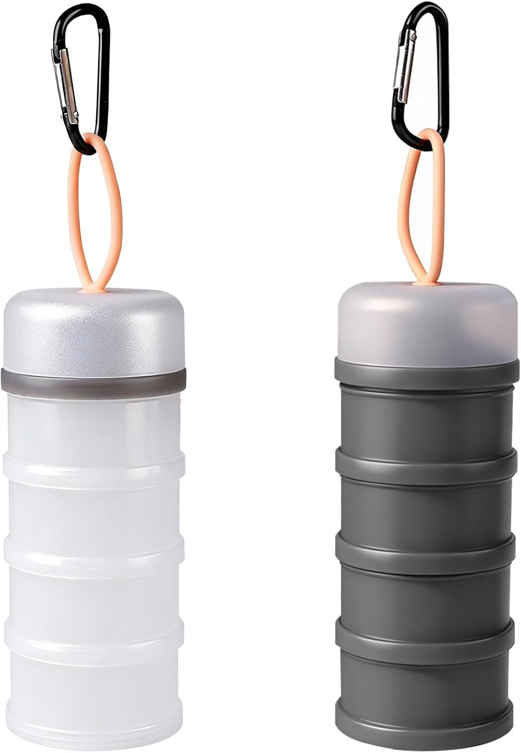 Protein Powder Container with Funnels Stand, 4 Stackable Protein Powder Dispenser for Travel, Fitness and Workout, 2 Pcs