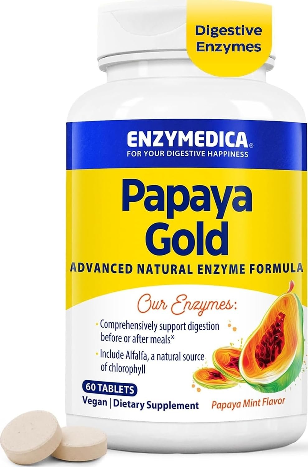 Enzymedica Papaya Gold – Papaya Enzymes Chewable – 60 Tablets