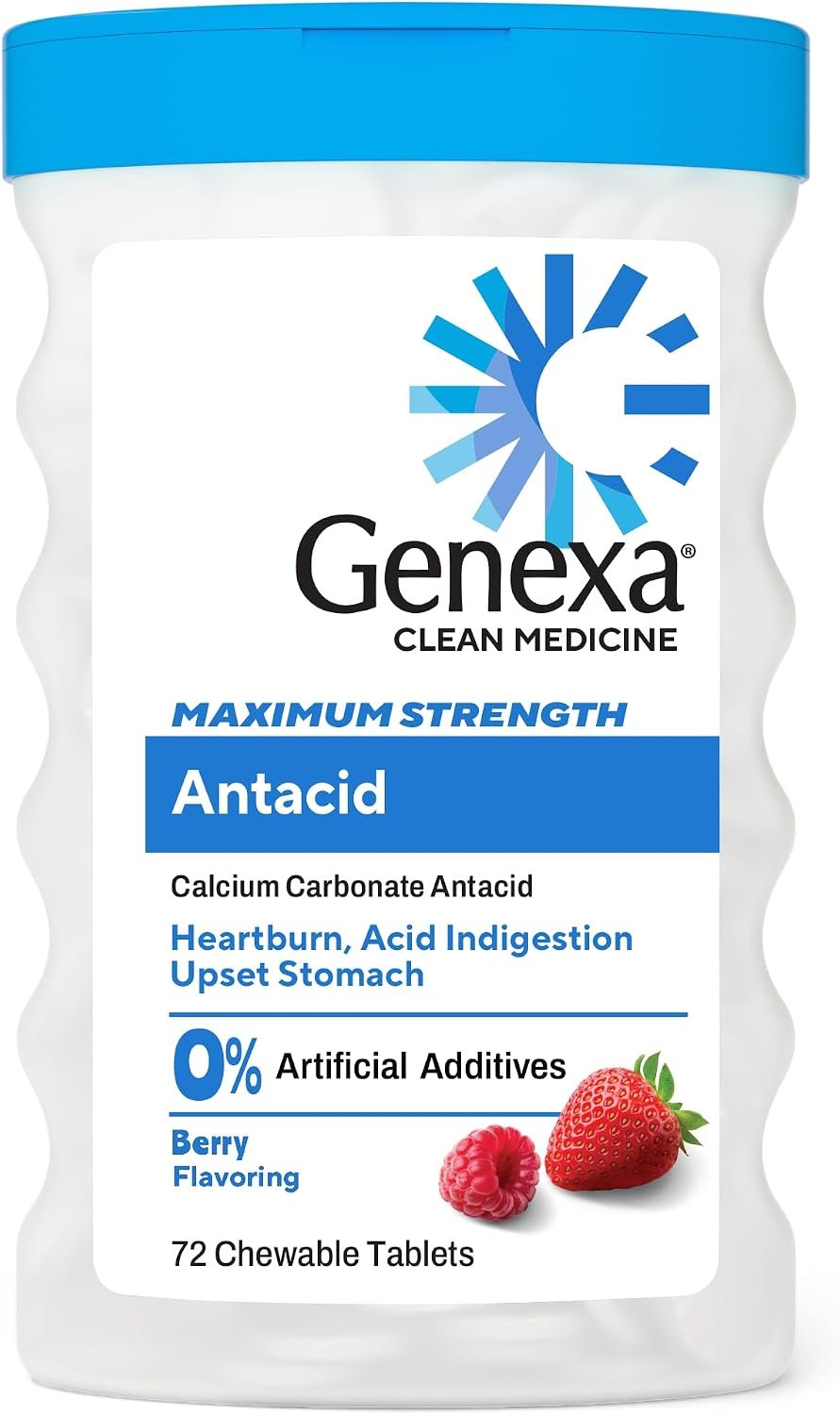 Genexa Antacid Made Clean, 72 Chewable Tablets, Berry Flavor
