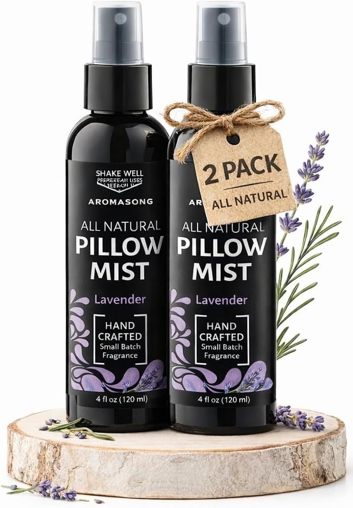 Aromasong Lavender Spray for Sleep Pillow | 2-Pack | All Natural Calming Linen & Bedtime Sleep Mist for Deep Sleep – Pillow Spray for Sleeping Aromatherapy with Botanical Essential Oils for Relaxing
