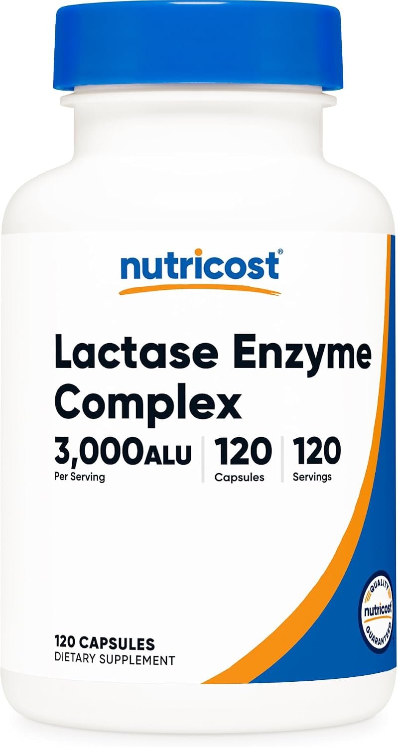Nutricost Lactase Enzyme Complex 3,000 FCC ALU, 120 Capsules, Gluten-Free