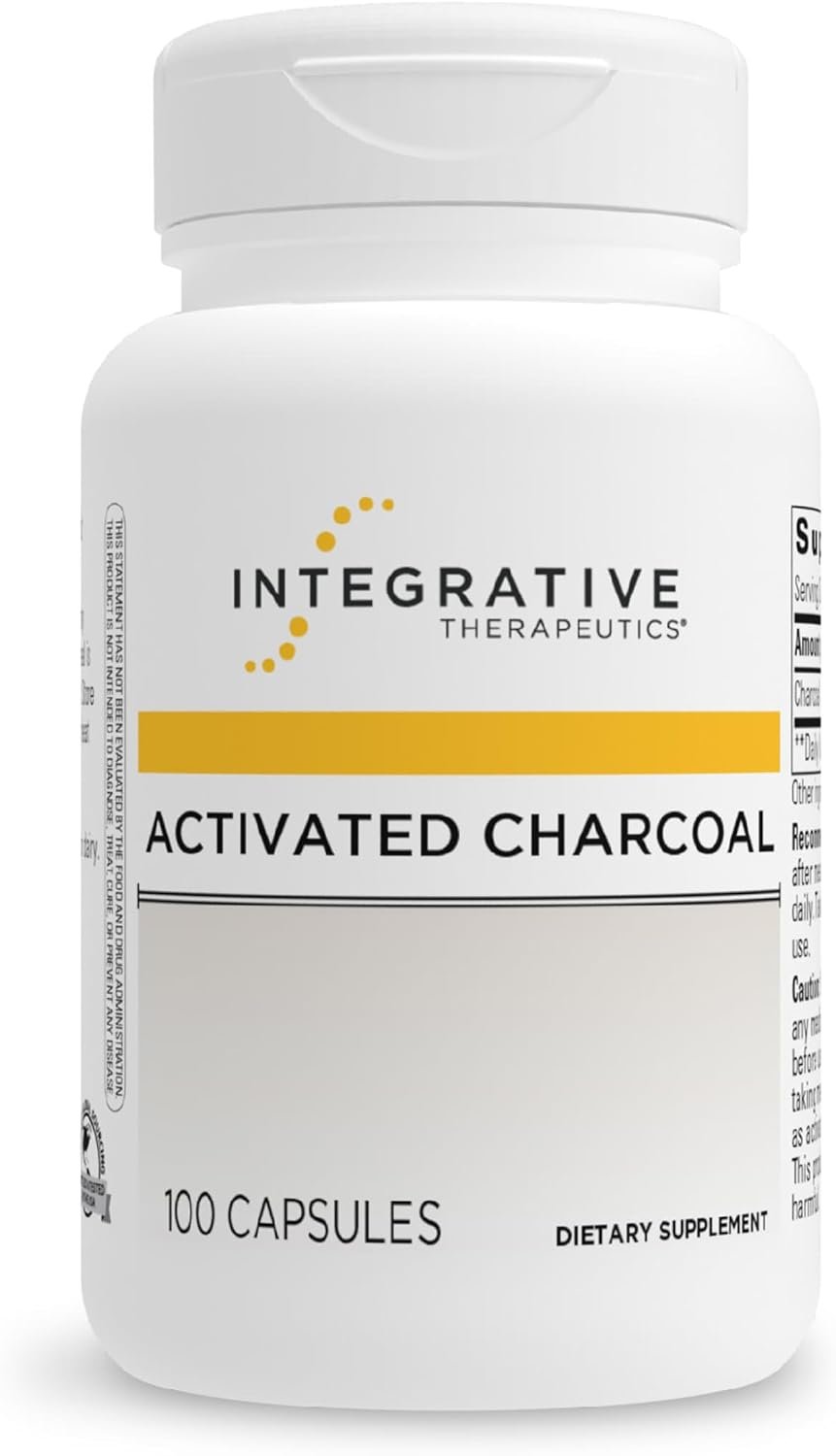 Integrative Therapeutics Activated Charcoal – Digestive & Gut Health Supplement* – Effective Gastrointestinal Support* – Gluten-Free & Dairy-Free – 100 Capsules (50 Servings)