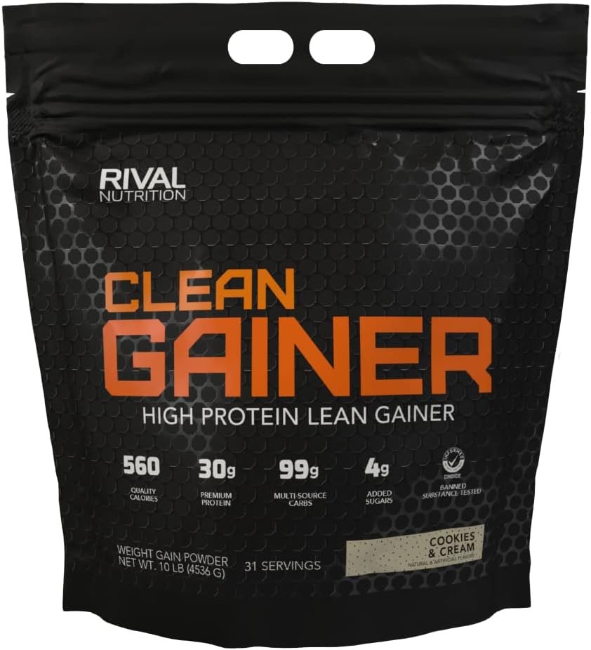 RIVAL NUTRITION Clean Gainer Protein Powder (Cookies & Cream, 10 lb)