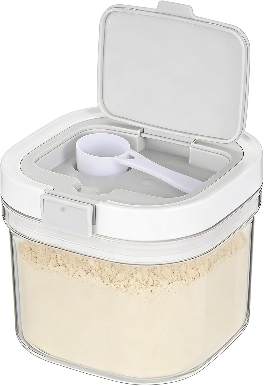 FMOACEN 27 oz Protein Powder Container with Measuring Spoon Airtight Protein Container Moisture-Proof Food Storage Canister for Coffee Sugar Flour Cereal and Dry Foods, Stackable and Easy to Clean