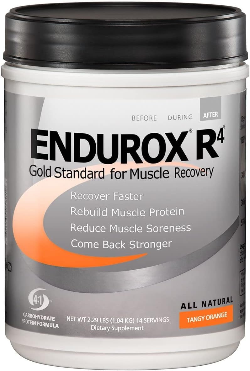 Endurox PacificHealth R4, Post Workout Recovery Drink Mix with Protein, Carbs, Electrolytes and Antioxidants for Superior Muscle Recovery, Net Wt. 2.29 lb., 14 Serving (Tangy Orange)