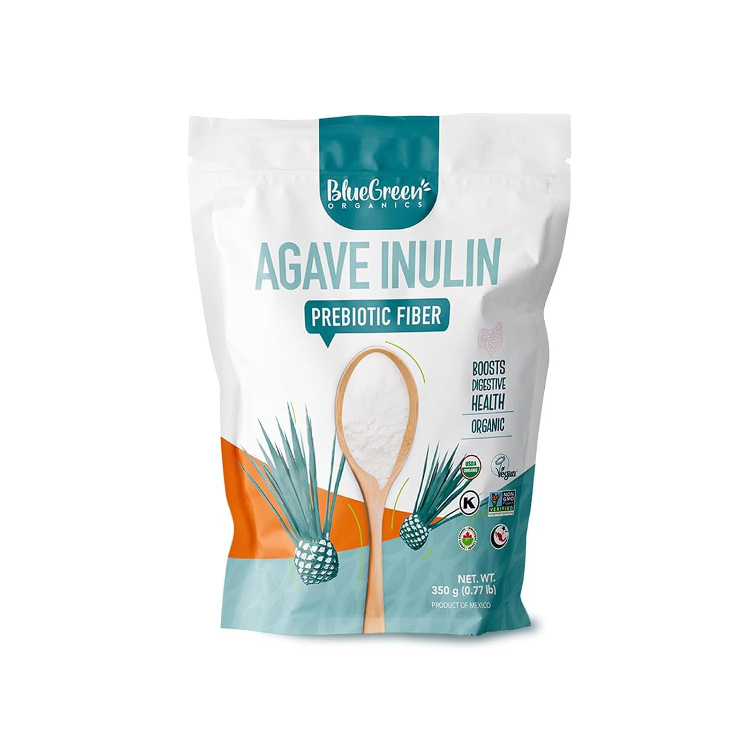 Blue Green Organics Agave Inulin Fiber Powder – Natural Prebiotic Fiber for Daily Nutrition, Vegan, Keto Friendly, KosherNet Wt .77 Lb