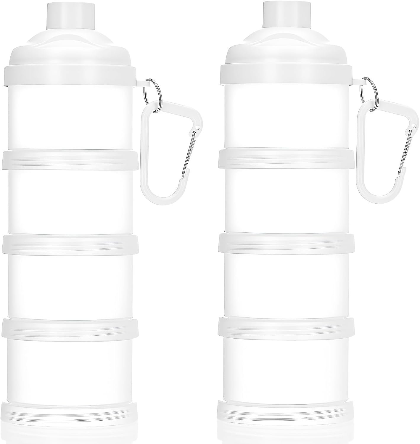Baderke 2 Pcs Protein Powder Container, 4 Layers Stackable, White