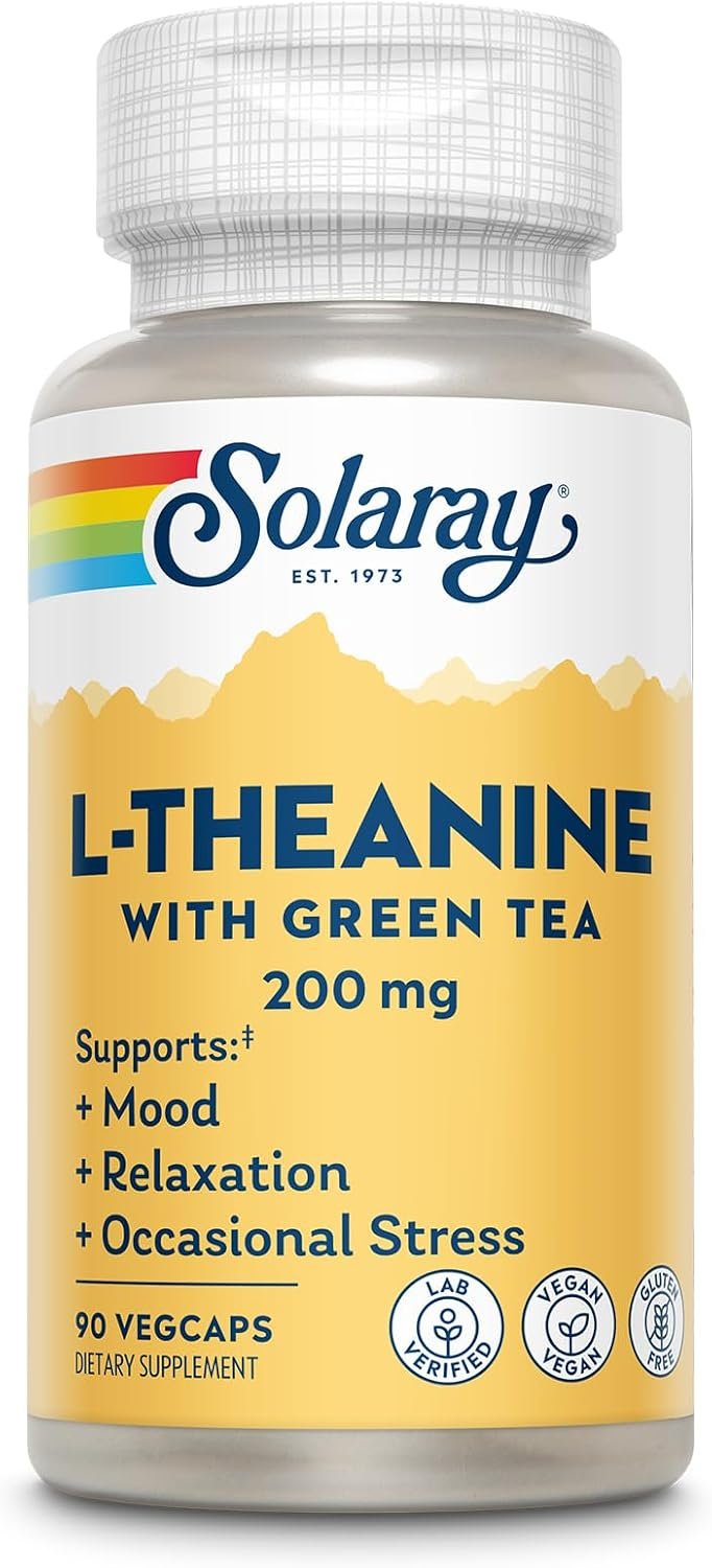 SOLARAY L-Theanine 200 mg with Green Tea, 90 VegCaps