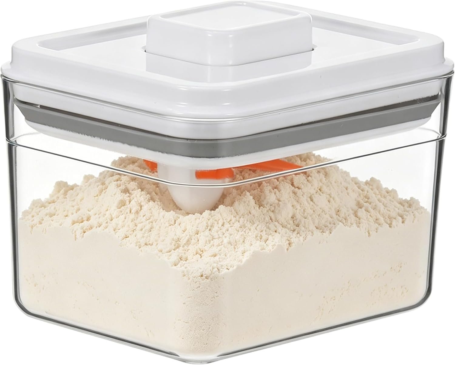 FMOACEN Protein Powder Container with Lid and Spoon, 34oz BPA Free Airtight Dispenser for Tea Sugar Flour Cereal Rice Stackable Easy Clean Kitchen Pantry Organizer Home Travel Use (Clear)
