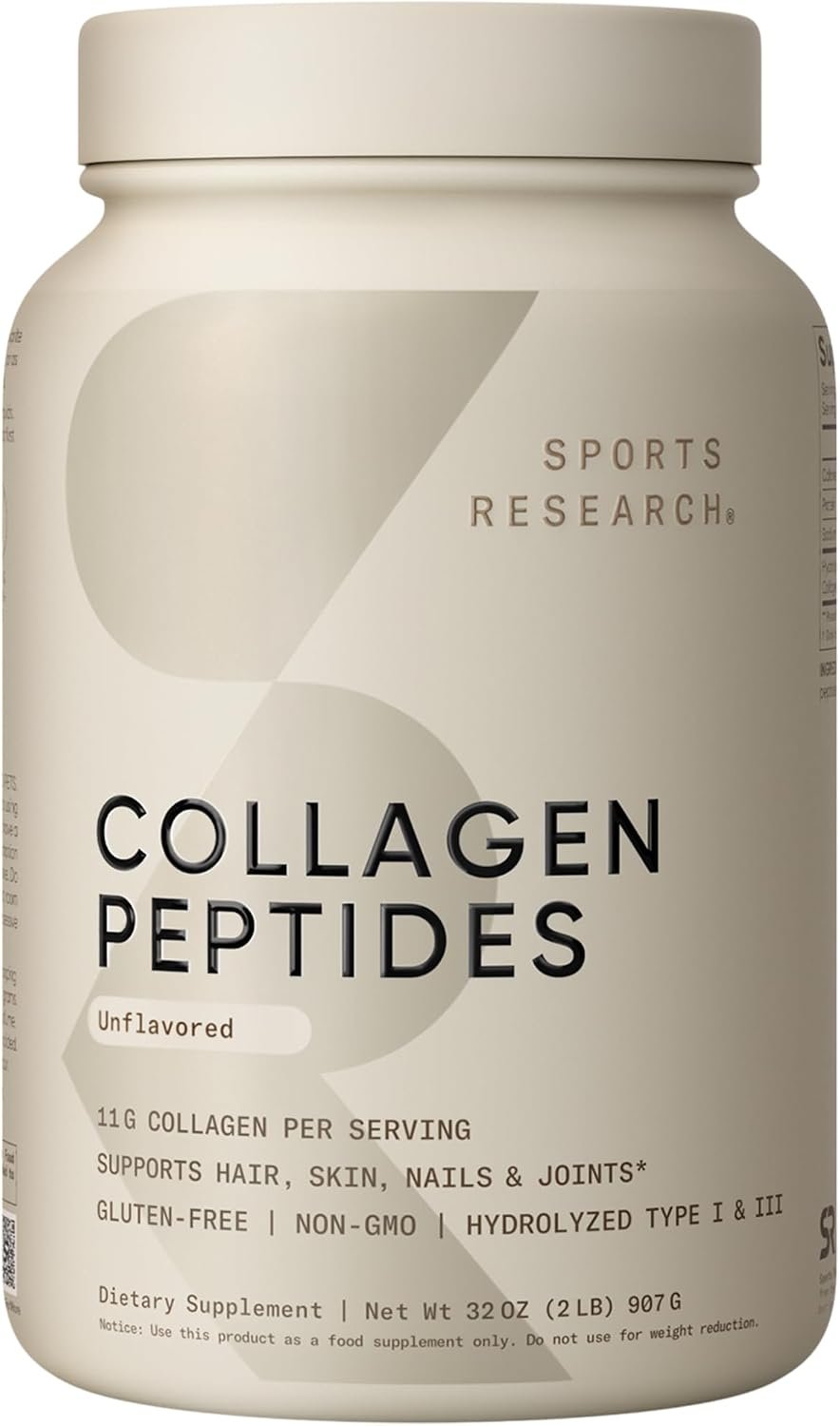 Sports Research® Collagen Peptides Protein Powder, 2lb (Unflavored)