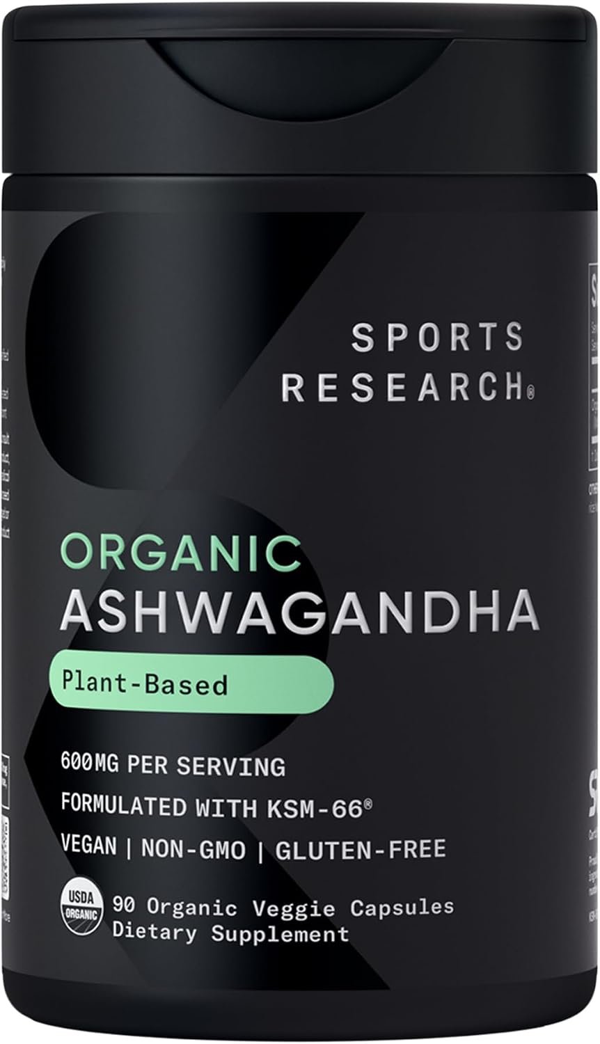 Sports Research® Organic Ashwagandha 600mg w/KSM-66®, 90 Count