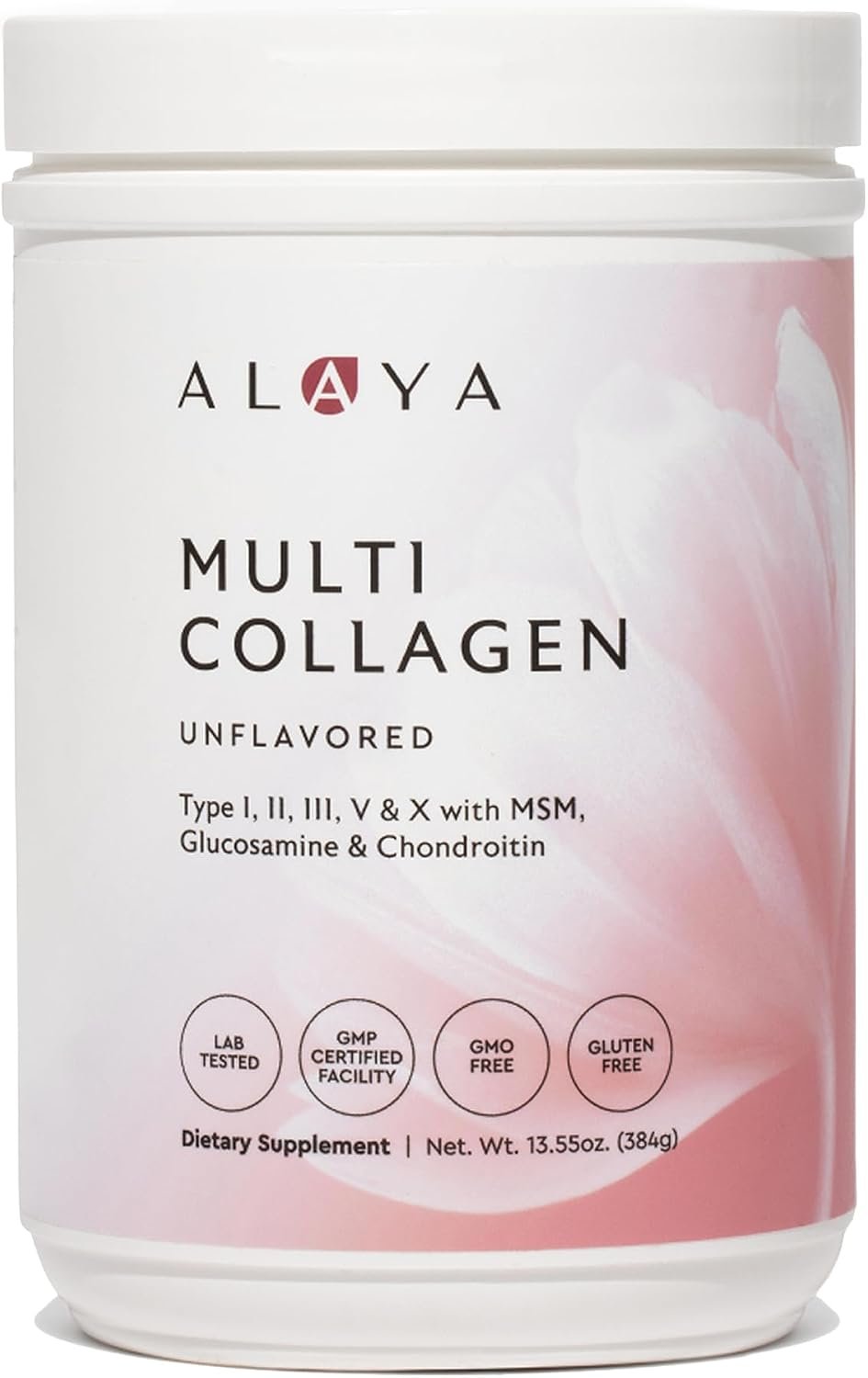 Alaya Multi Collagen Powder – Type I, II, III, V, X Hydrolyzed Collagen Peptides Protein Powder Supplement with MSM + GC (Unflavored) – NSF Certified – (40 Servings)