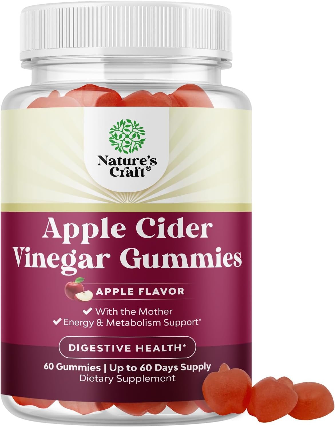 Apple Cider Vinegar Gummies – Energy and Metabolic Support – 60 Count