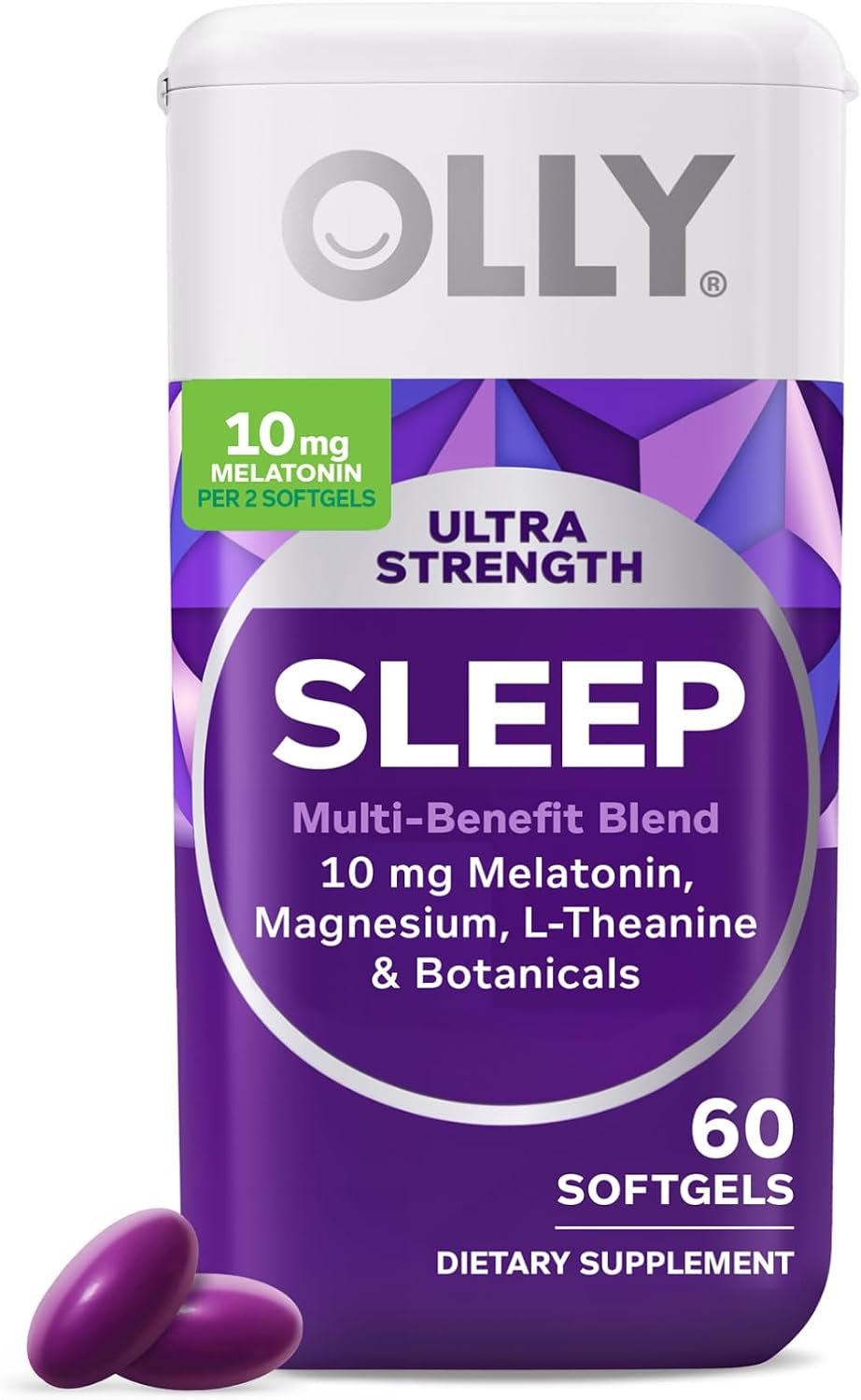 OLLY Ultra Strength Sleep Softgels, Drug Free Nighttime Support* – 60 Count