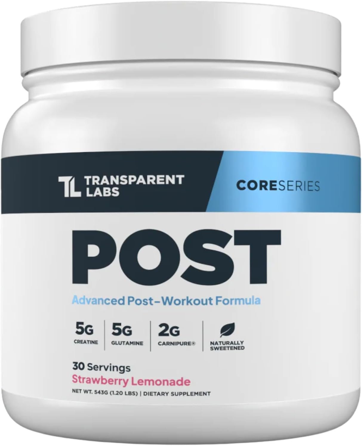 Transparent Labs Post – Post-Workout Recovery Muscle Builder with L-Glutamine, Beta-Alanine and BetaPure Betaine Anhydrous for Muscle Recovery and Muscle Building – 30 Servings, Strawberry Lemonade