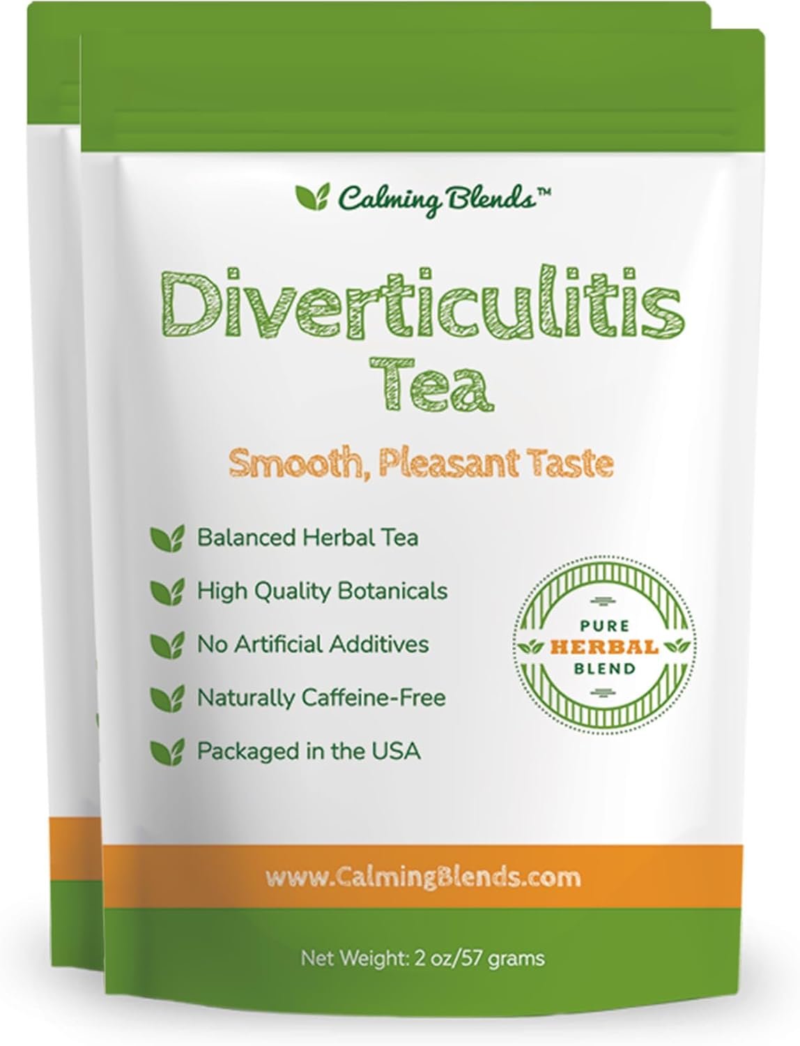 CALMING BLENDS Diverticulitis Tea | All Natural, Caffeine Free, Digestive Health | 2 Pack