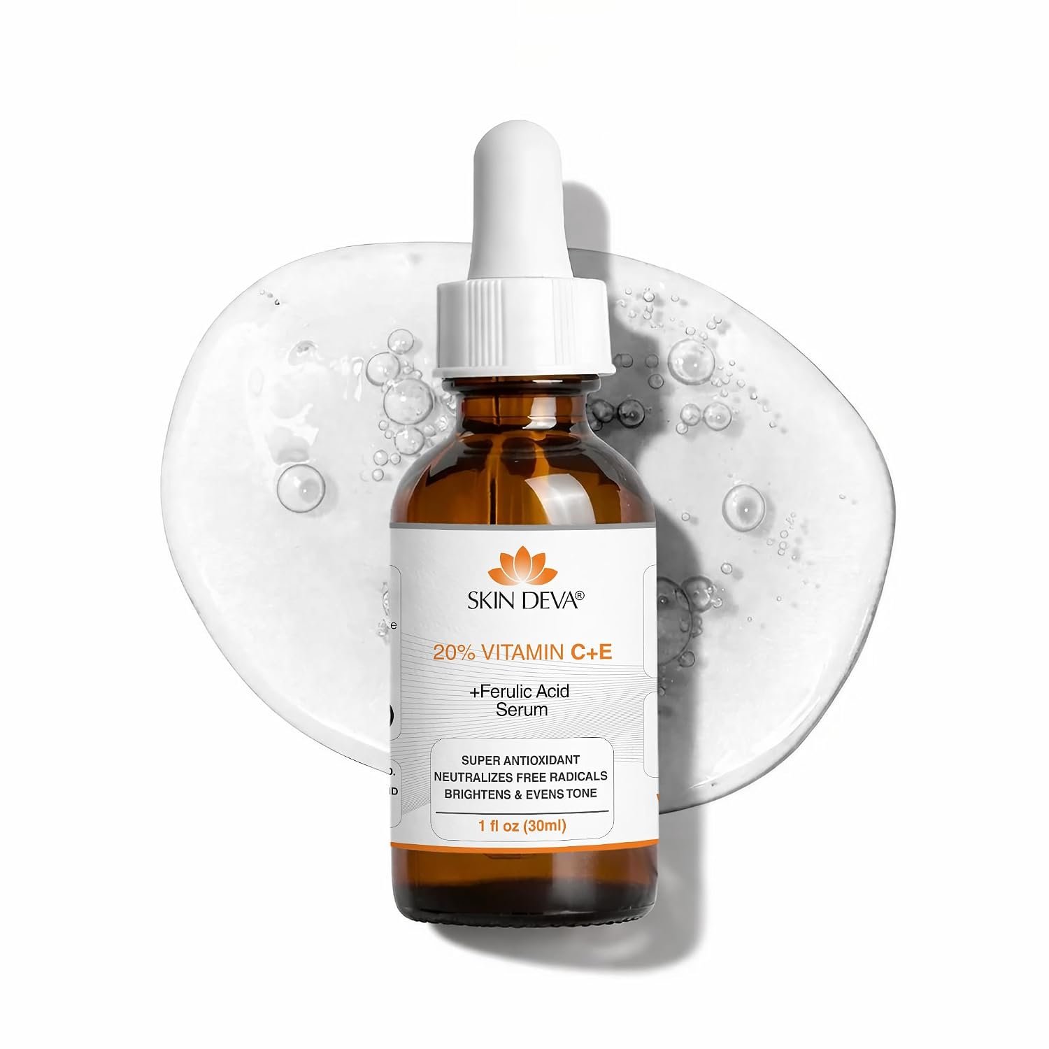 Skin Deva 20% Vitamin C Serum Anti Aging with Hyaluronic Acid & Vitamin E Ferulic Acid – Brightening Formula for Improving Appearance of Dark Spots, Fine Lines & Wrinkles – All Skin Types, 1 fl oz