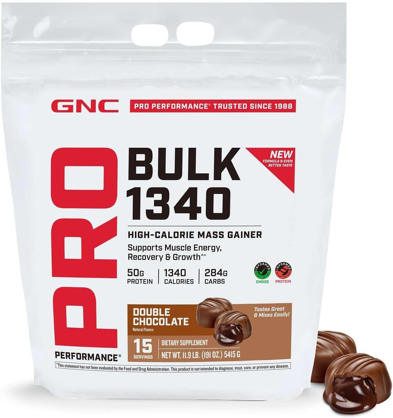 GNC Pro Performance Bulk 1340, Double Chocolate, 191 Oz, 15 Servings