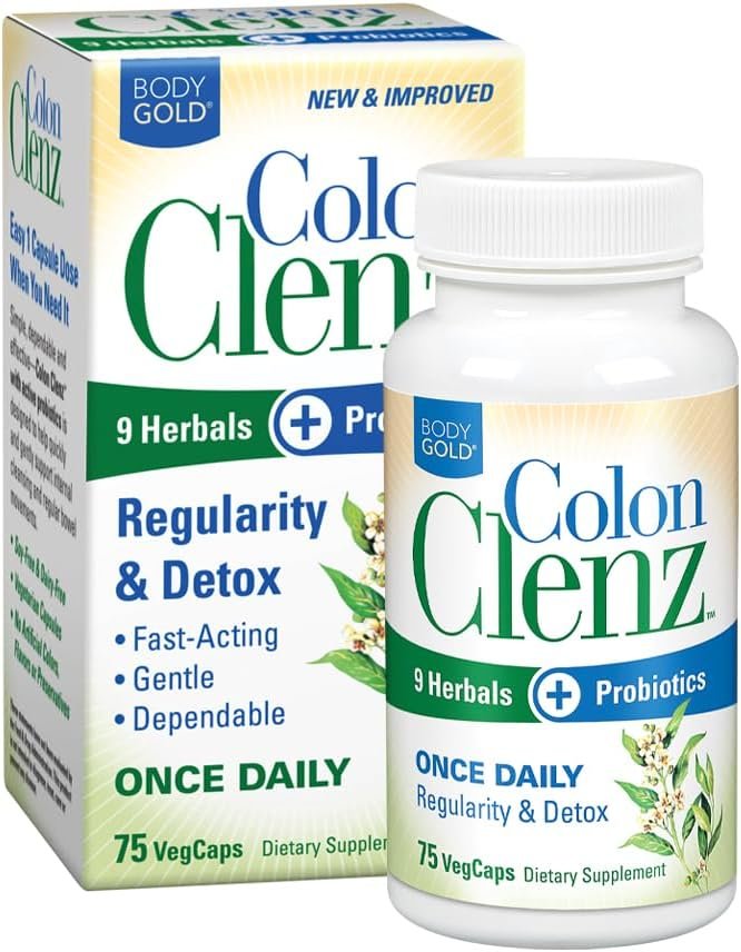 Body Gold Colon Clenz & Detox Overnight Formula, 75 Capsules