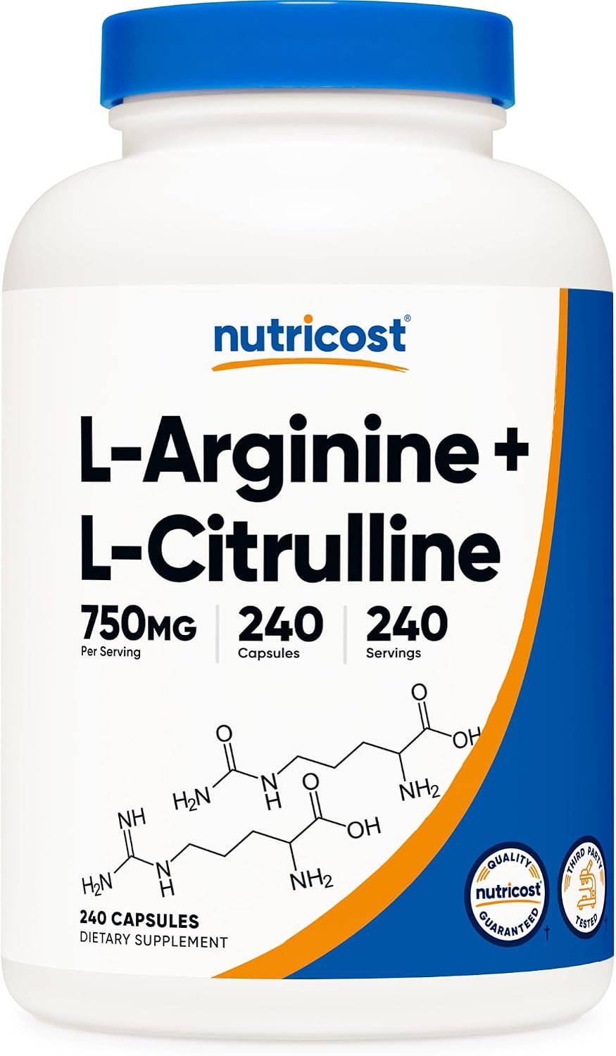 Nutricost L-Arginine L-Citrulline Complex 750mg, 240 Capsules – Non-GMO