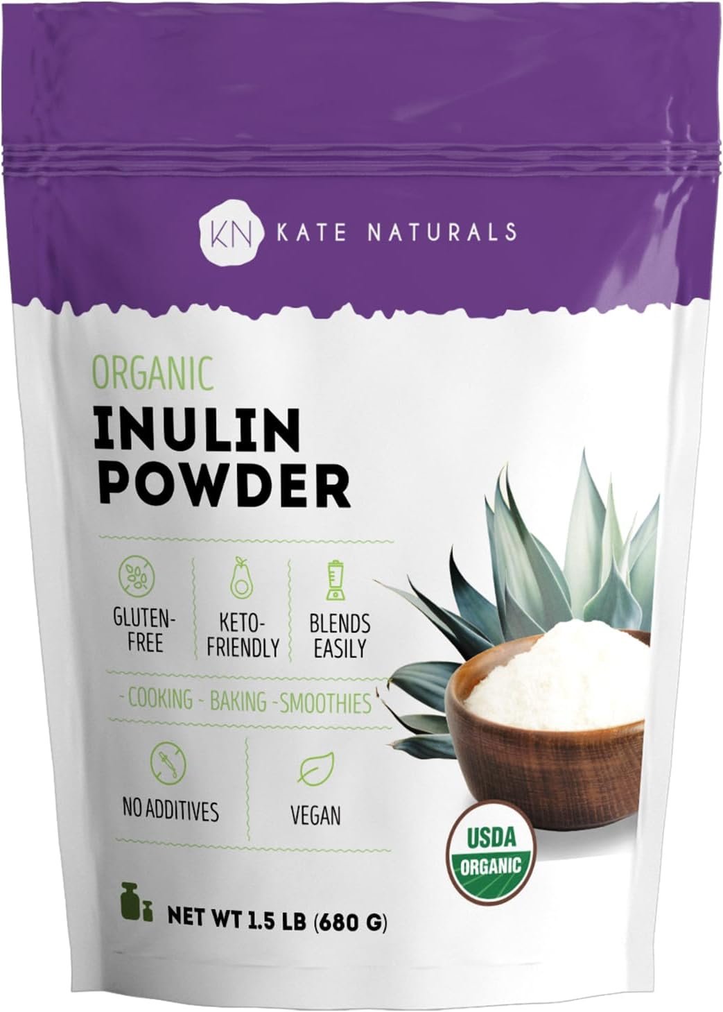 Kate Naturals Inulin Powder Organic from Blue Agave (1.5lb)