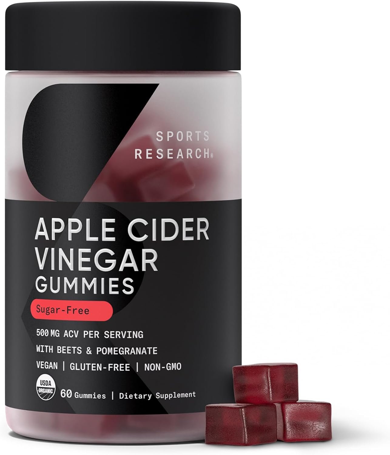 Sports Research® Organic Apple Cider Vinegar Sugar-Free Gummies, 60 Count