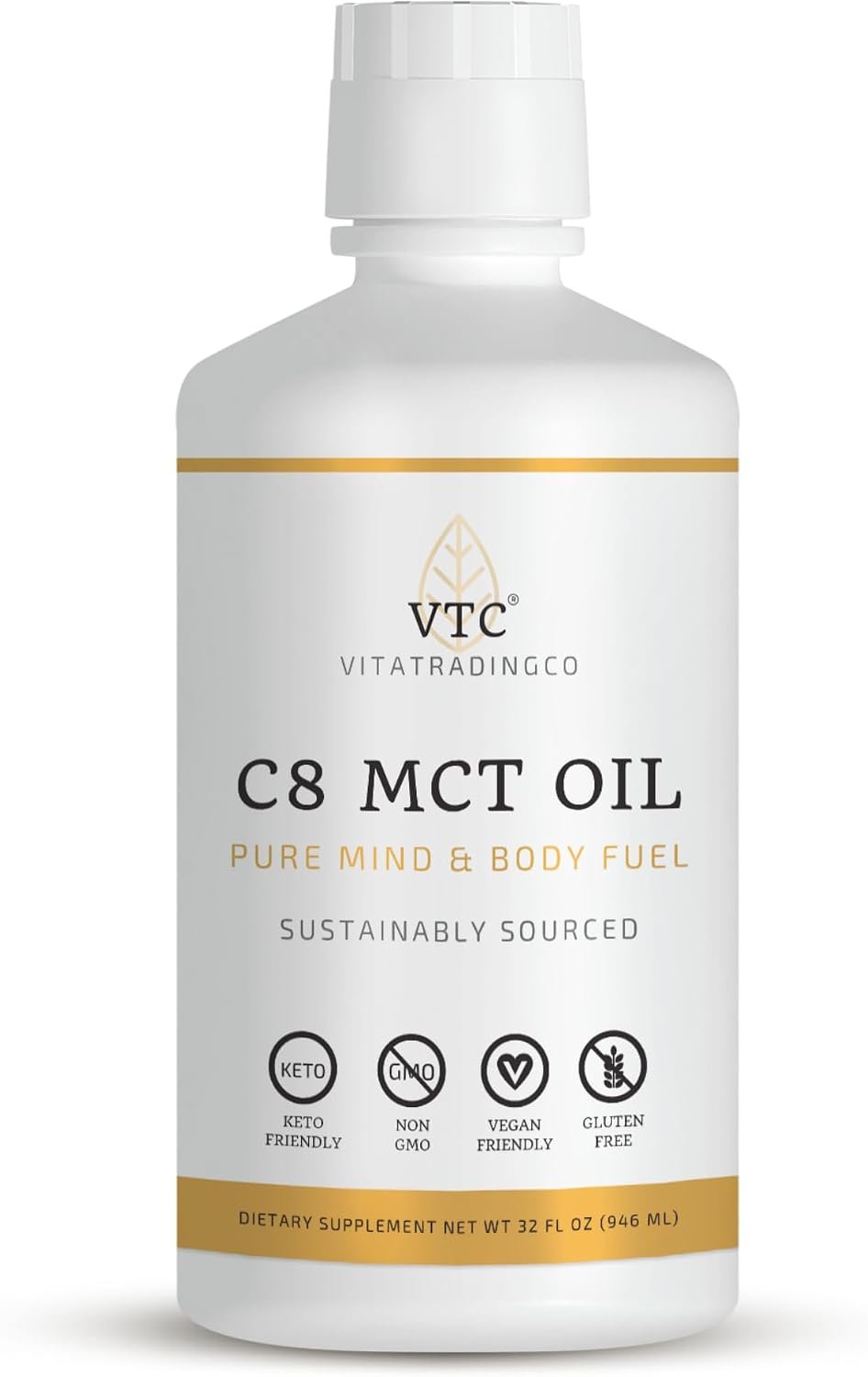 VitaTradingCo. 100% Pure C8 MCT Oil, Unflavored, 64 Servings