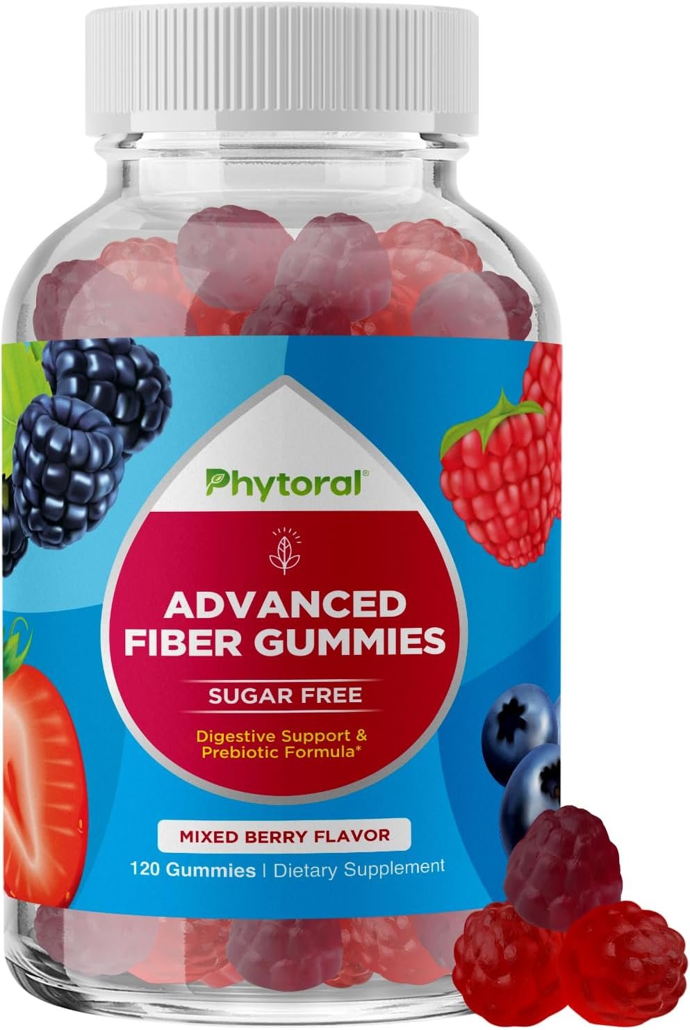 Sugar Free Fiber Gummies for Adults – Digestive Health Support – 120 Count
