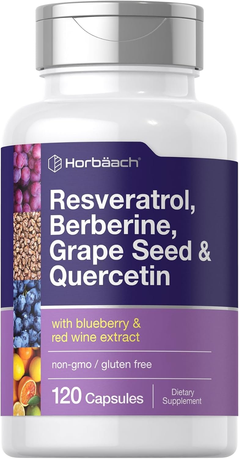 Horbäach Resveratrol Berberine Grape Seed & Quercetin | 120 Capsules
