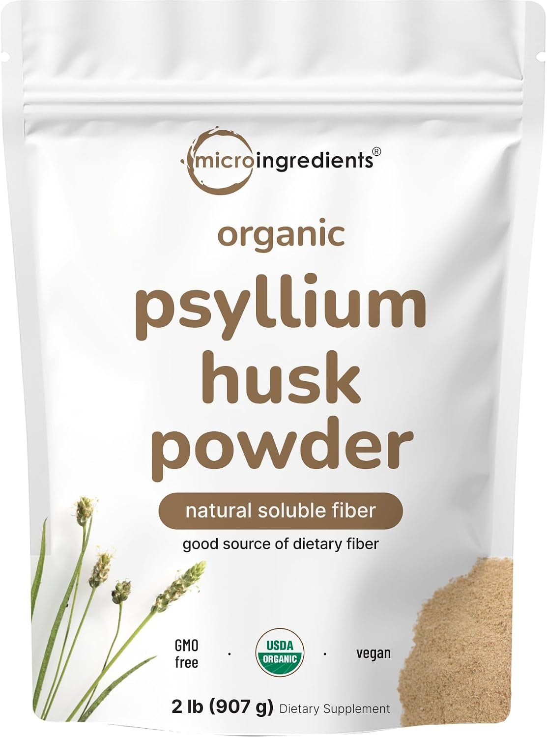 Micro Ingredients Organic Psyllium Husk Powder, 2lbs (32oz)