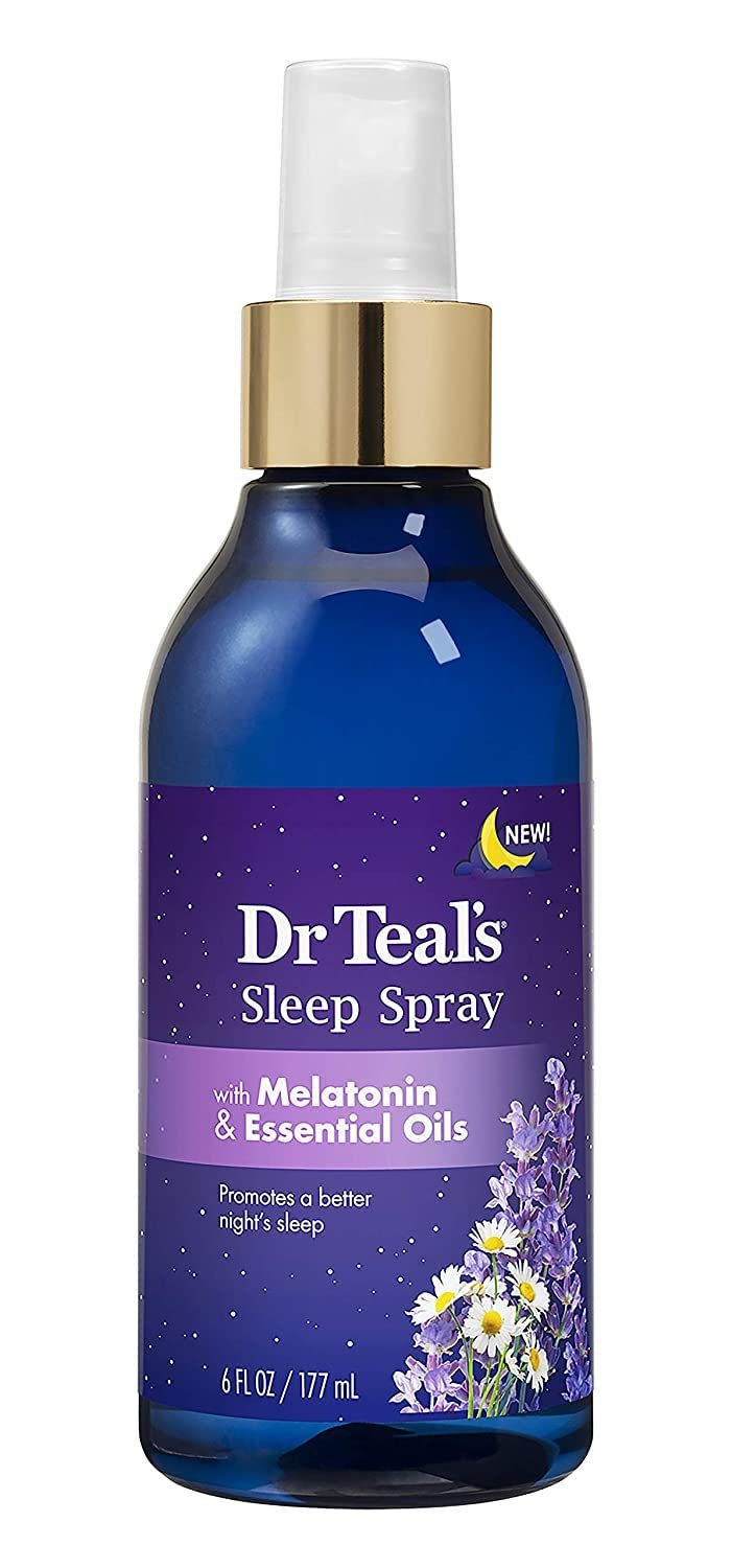 Dr. Teal’s Sleep Spray with Melatonin & Essential Oils (1 Bottle, 6 fl oz) – Nighttime Therapy Formula with Chamomile & Lavender – Relieves the Mind from Daily Stress & Promotes a Better Nights Sleep