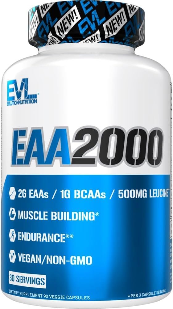 Evlution EVL EAA2000 – Essential Amino Acids Capsules – 30 Servings