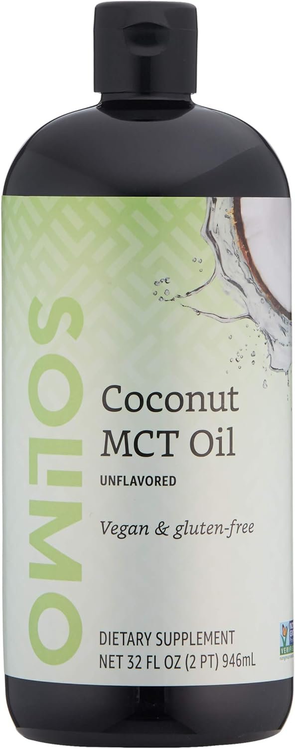 Amazon Brand – Solimo MCT Liquid Coconut Oil, Unflavored, Vegan & Gluten-free, 32 fl oz
