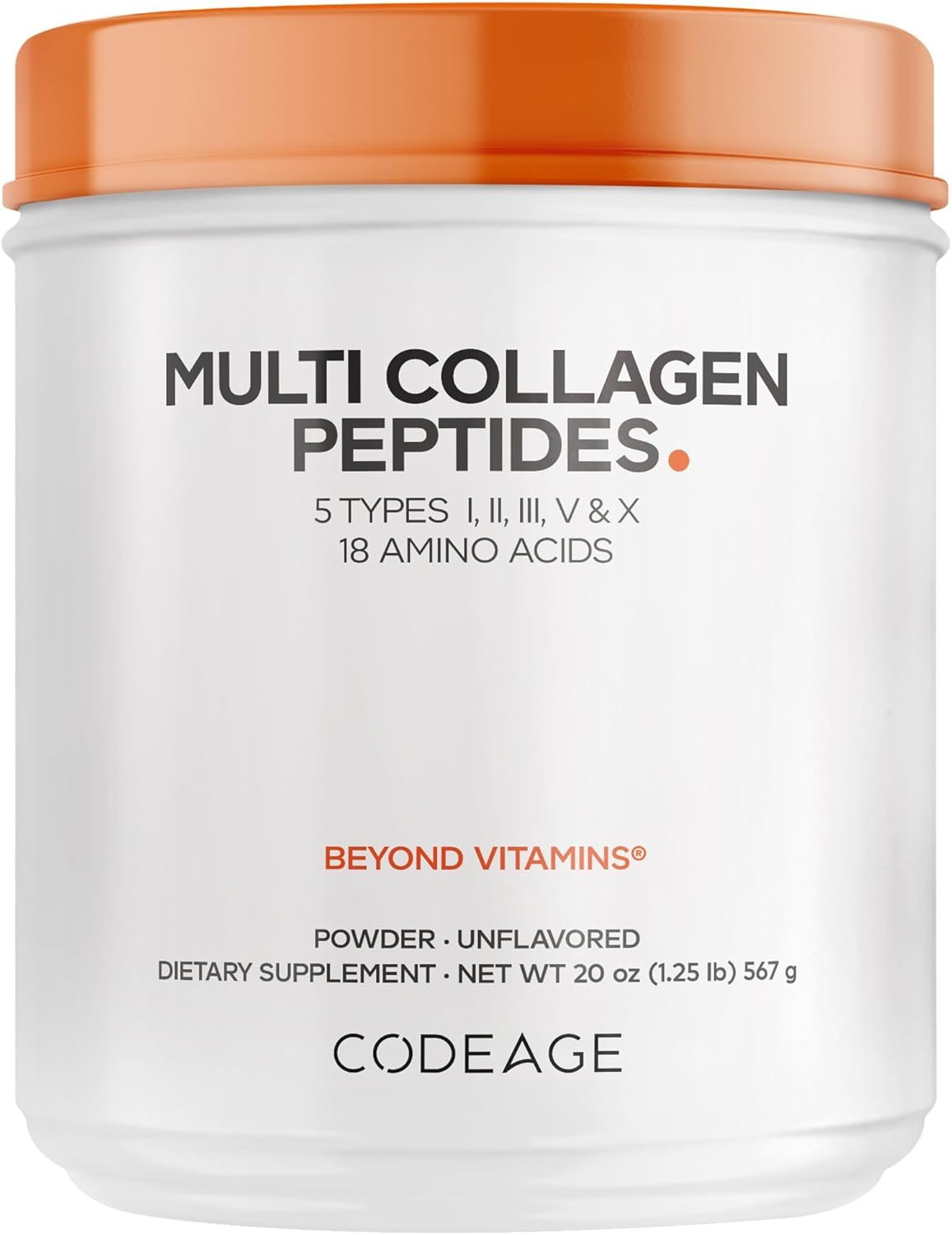 Codeage Multi Collagen Protein Powder Peptides, 5 Types, Unflavored, 20 Oz