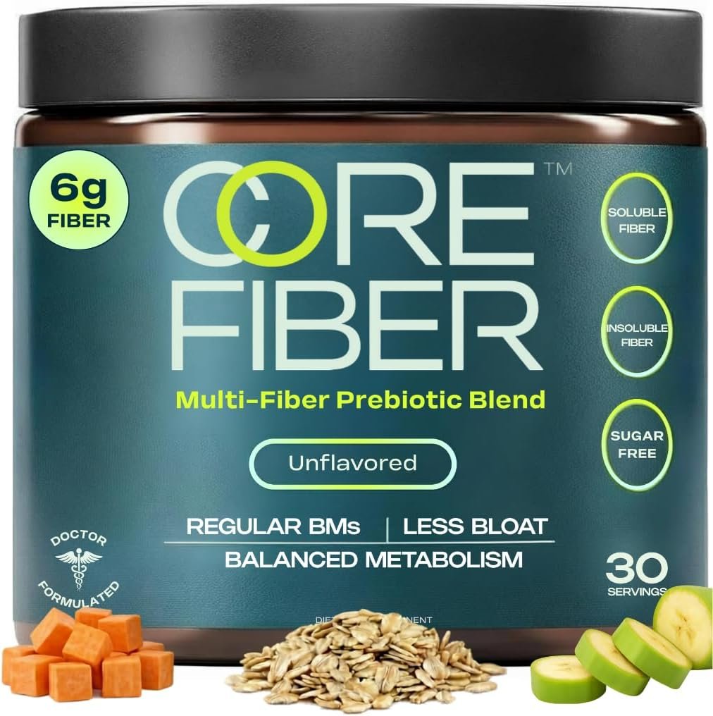 Prebiotic Fiber Supplement for Women & Men – 6g Prebiotic Fiber Powder – Daily Blend for Gut Health, Bloating, Regular Digestion & Energy – Soluble & Insoluble, Sugar Free, Unflavored, 30 Servings
