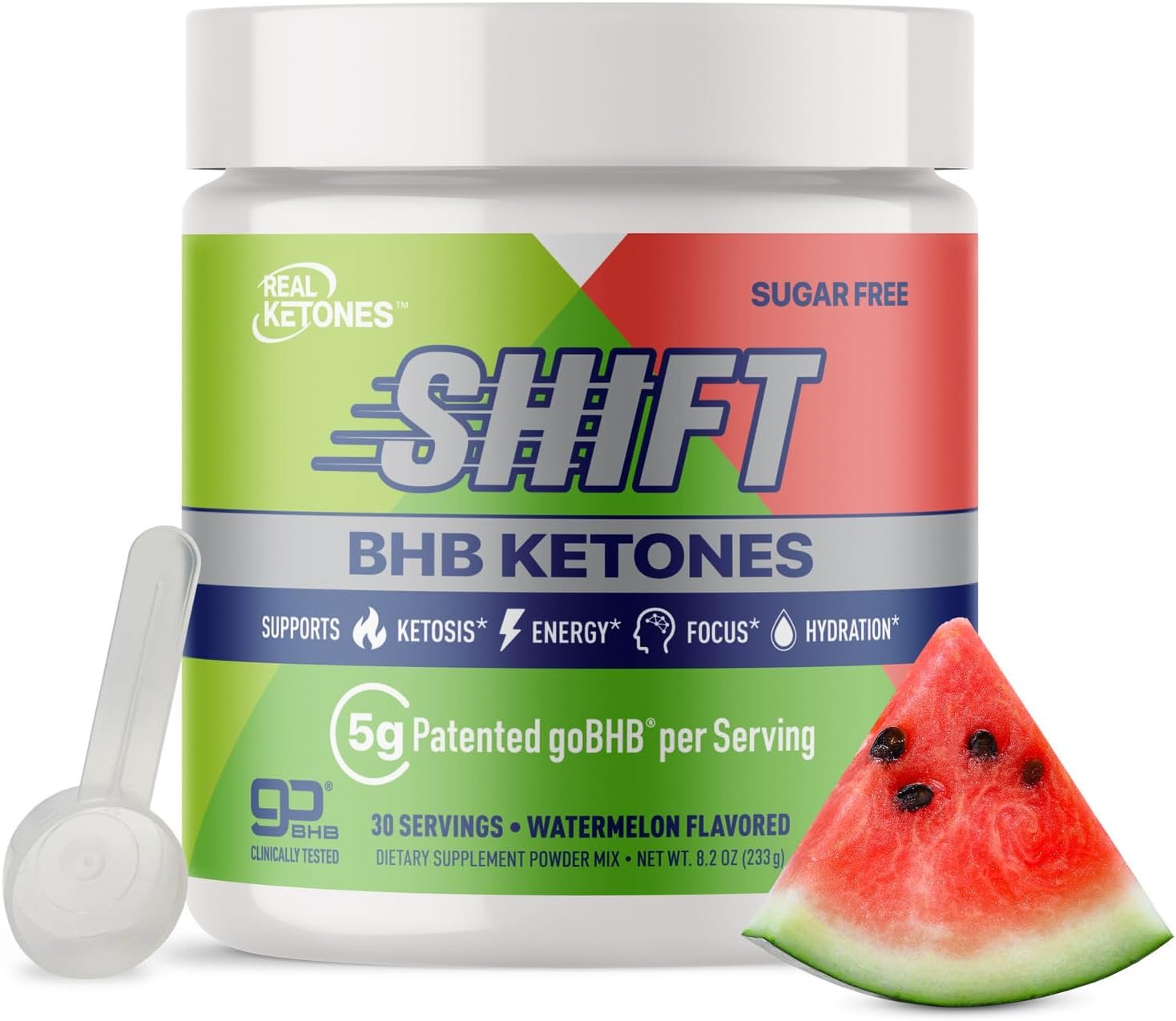 Real Ketones BHB Exogenous Ketones Energy Powder Sugar Free Electrolyte Powder with 4 Main Fasting Electrolytes & Hydrating Patented BHB Ketones for Energy & Focus (Watermelon, 30 Servings)