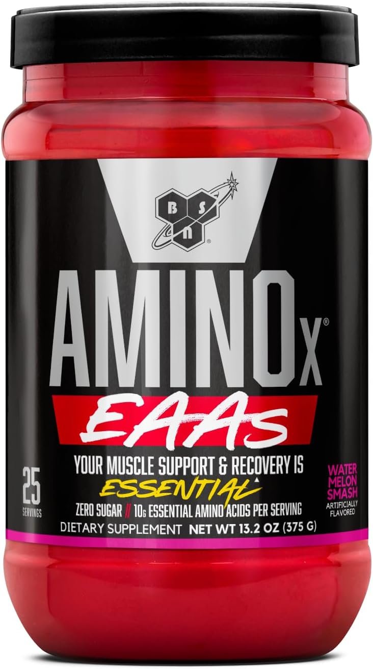 BSN Amino X EAAs, Muscle Recovery & Endurance, 10g Essential Amino Acids, 5g BCAAs, Zero Sugar, Caffeine Free, Watermelon Splash, 13.2oz, 25 Servings