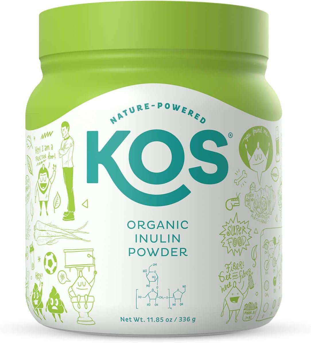 KOS Organic Inulin Powder, Unflavored & Unsweetened Superfood – Vegan Inulin for Prebiotic Intestinal Support, Digestive Health Promoting – USDA Certified, Non-GMO, Soy & Gluten-Free, 112 Servings Bag